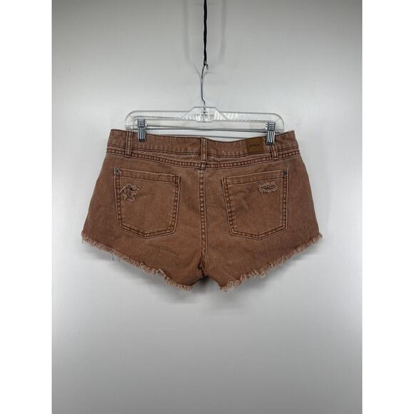 RVCA Hello Mellow Brown Cutoff Denim Jean Shorts Frayed Edge Women’s Size 29 - Picture 7 of 12